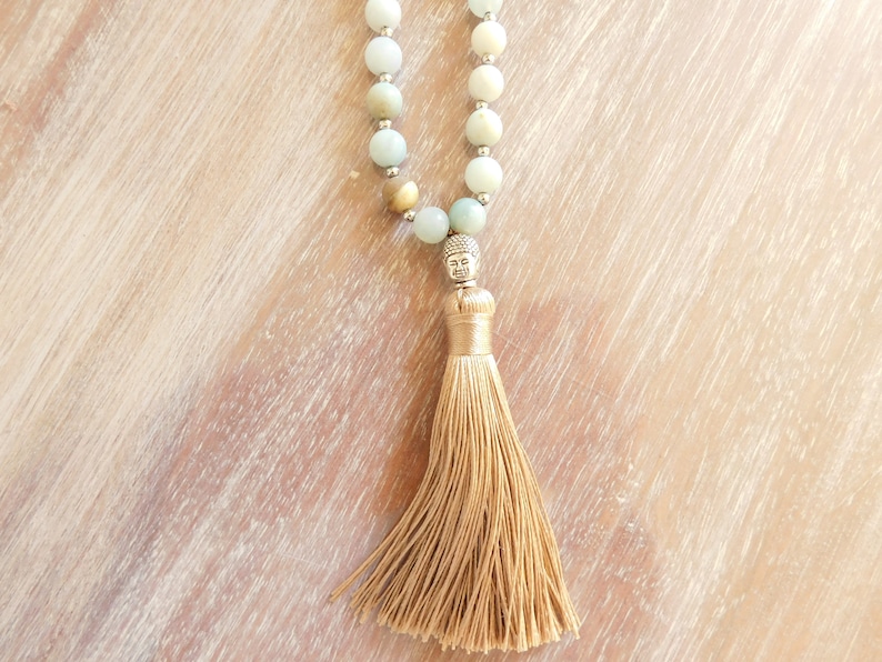 natural stone necklace and silver Buddha pearl necklace