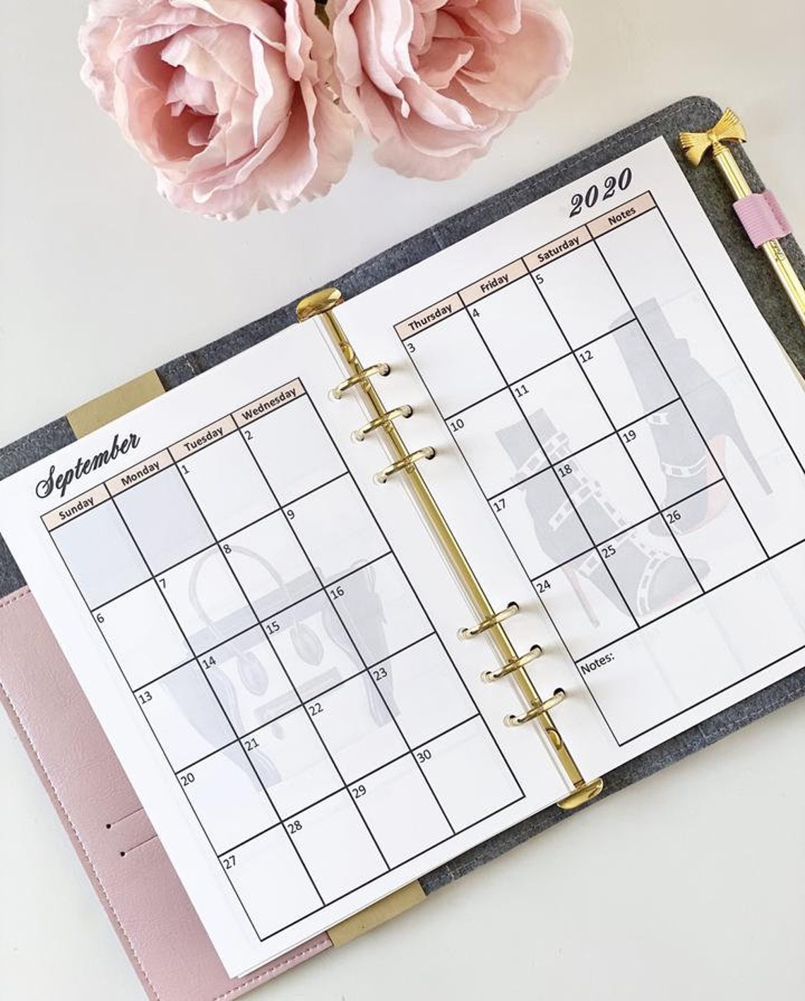 Chic Girls Monthly Planner Calendar Agenda Monthly Planner | Etsy