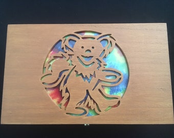 Tie dye bear stash box