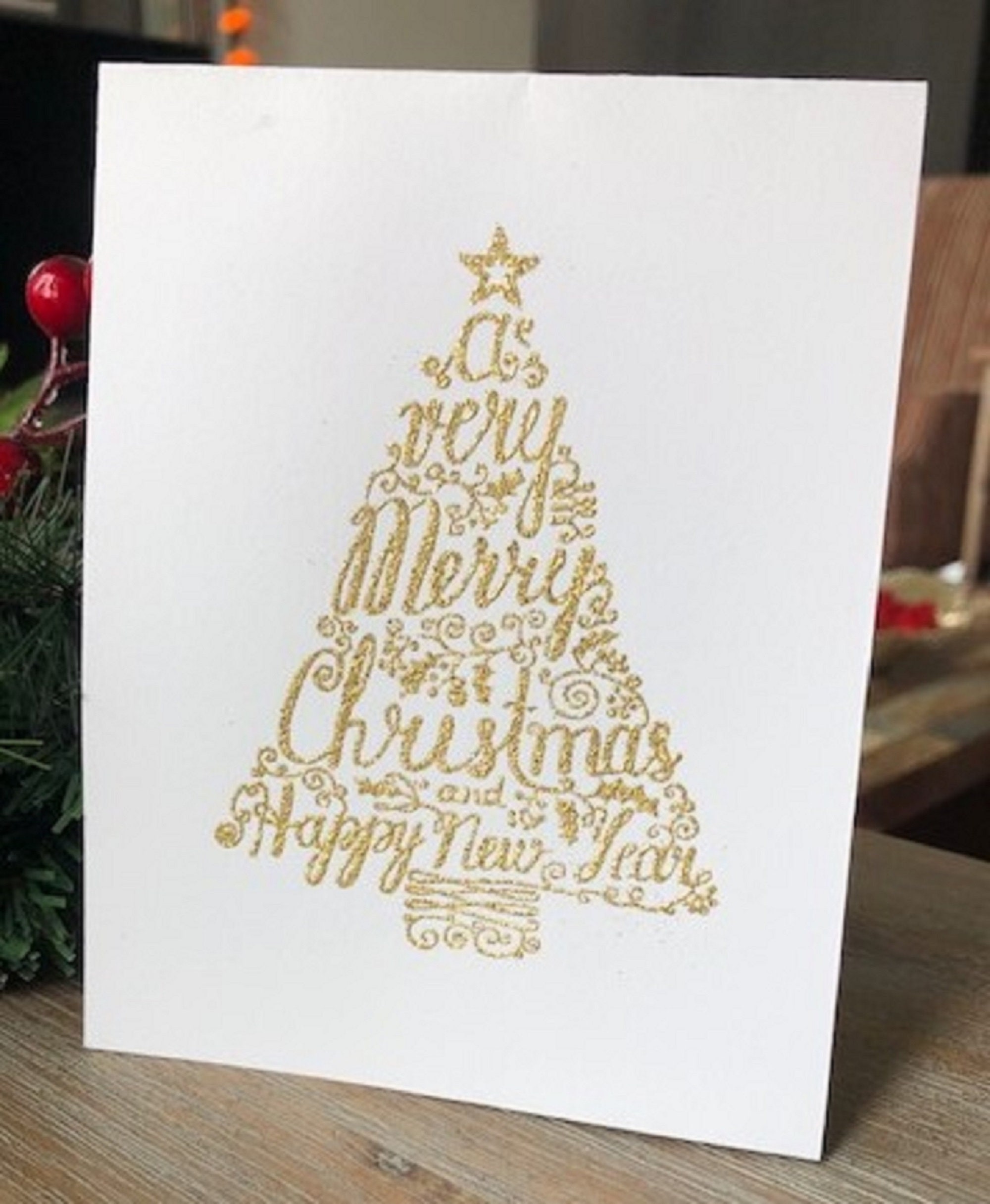 Set of Handmade Christmas Card Gold Embossed and Sparkly Etsy
