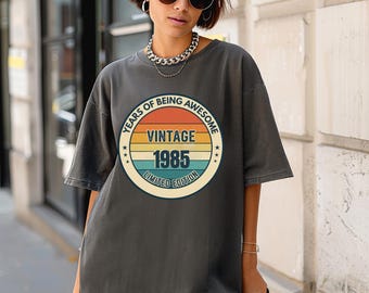 Vintage 1985 Birthday Shirt, Personalized Year T-Shirt, Comfort Colors Unisex Graphic Tee, Retro Birthday Gift for Him or Her