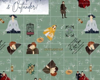 Outlander Seamless Datei für POD, Sublimation, PNG.  Fan von Outlander, Jamie & Claire, Frasers Ridge, Die Hochzeit, Staffeln 1 und 2