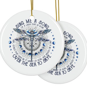 Sing Me A Song, Dragonfly, Over The Sea To Skye, Outlander Books, Jamie Claire Fraser Ornament; Skye Boat Song Double Sided