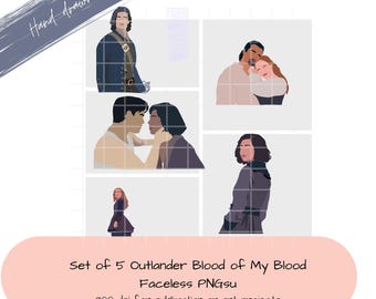 Outlander Blut meines Blutes Gesichtslose PNG Art Bundle | 6 Digitale Downloads | Minimalistische TV-Fankunst