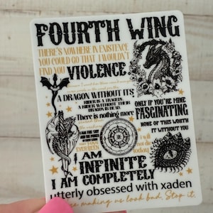 NEW Fourth Wing quotes sticker, multiple lines from the book series, Kindle insert sticker, Violet & Xaden