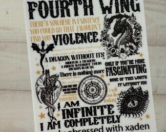 Fourth Wing Zitate Aufkleber: Kindle Insert, Violet & Xaden