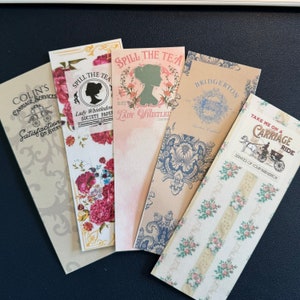 Bridgerton Bookmarks, Bridgerton season 1, 2, 3, Polin, Penelope and Colin Bridgerton, Carriage Ride, Lady Whistledown, Spill the Tea Book
