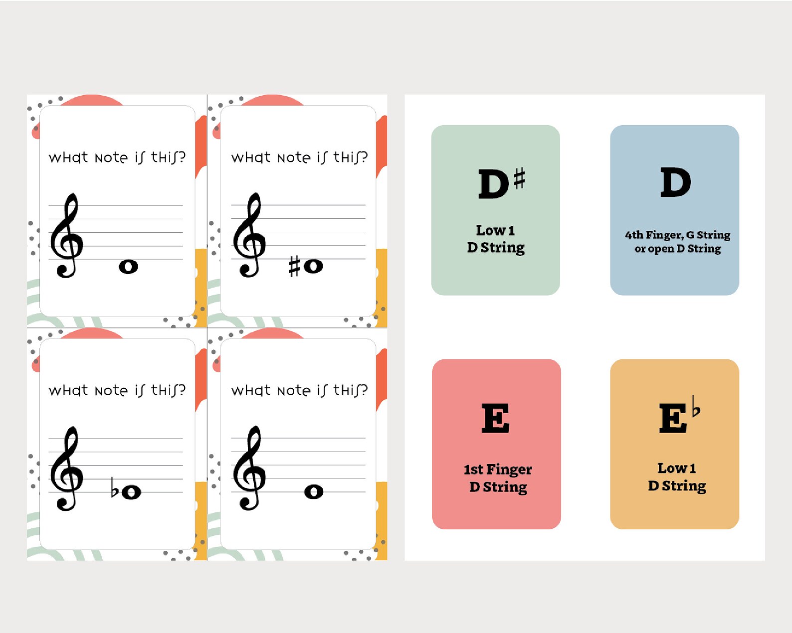 Violin Note Name Flashcards Flashcard Printable Music - Etsy