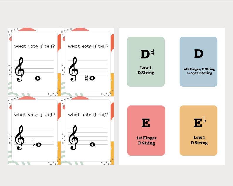 Violin Note Name Flashcards Flashcard Printable Music - Etsy