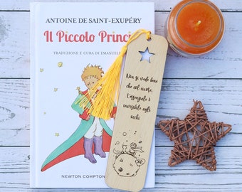 Segnalibri in legno con frasi del Piccolo Principe - regalo compleanno, Natale, lettura, libri