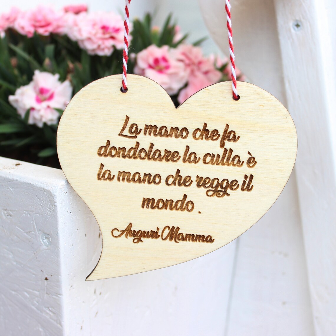 Targa A Forma Di Cuore In Legno Fatta A Mano, Regalo Per Ricordare La Mamma Che Ama~p145144786