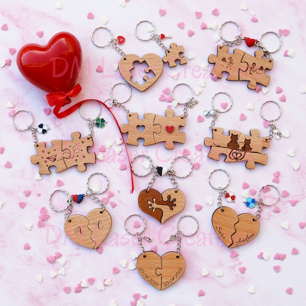 Portachiavi di coppia puzzle, amore, fidanzati, San Valentino