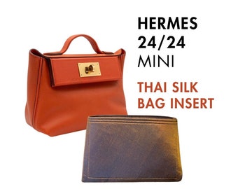Inserção para bolsa em seda tailandesa premium – Hermes 24/24 Mini, personalizável