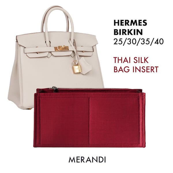 MERANDI Bag Insert for Birkin & Faubourg - Customisable from Premium Thai Silk