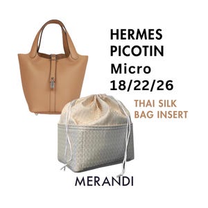 Thailändskt sidenväskeinlägg för Hermes Picotin 18/22/26 väskorganisatör