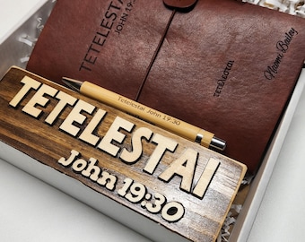 Pastor Appreciation Gift | TETELESTAI Wooden Sign Travel Journal Pen Bundle | Christian Home Decor | Bible Verse Gift Set