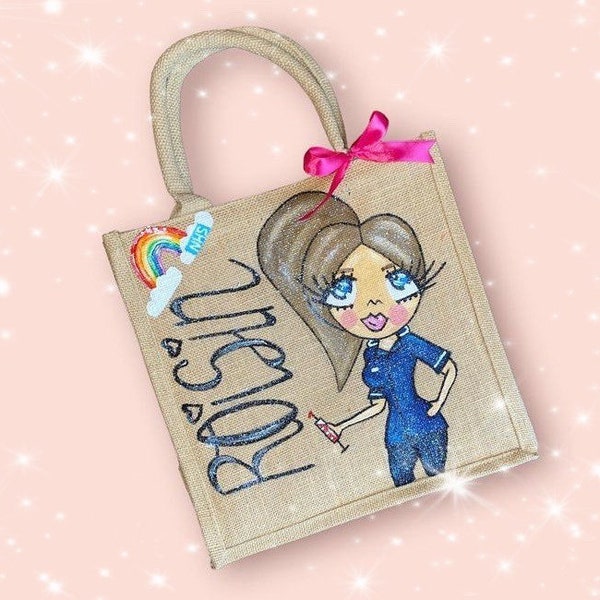 Personalised NURSE NHS Gift Jute Bag MIDWIFE Thankyou Gift Doctor Dentist Paramedic Health Care Worker Social Care Student Nurse Nhs Rainbow