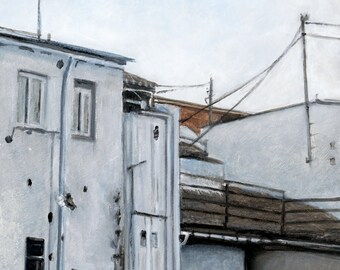 Oil Painting: Rear Window View, Valencia, Spain