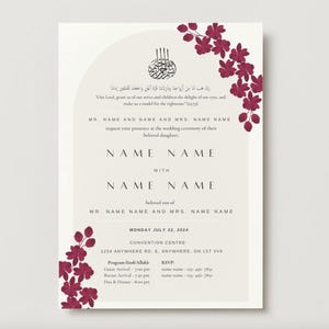 Muslimische Hochzeitseinladung Vorlage Download Nikkah Einladung Digitale Muslimische Hochzeitseinladung Floral Nikkah lädt rote Einladungskarte ein