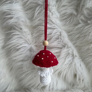 Beaded Mushroom Car Mirror Hanger