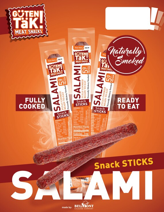 Smoked Salami Snack Sticks guten Tak 1oz 20 Pack Etsy