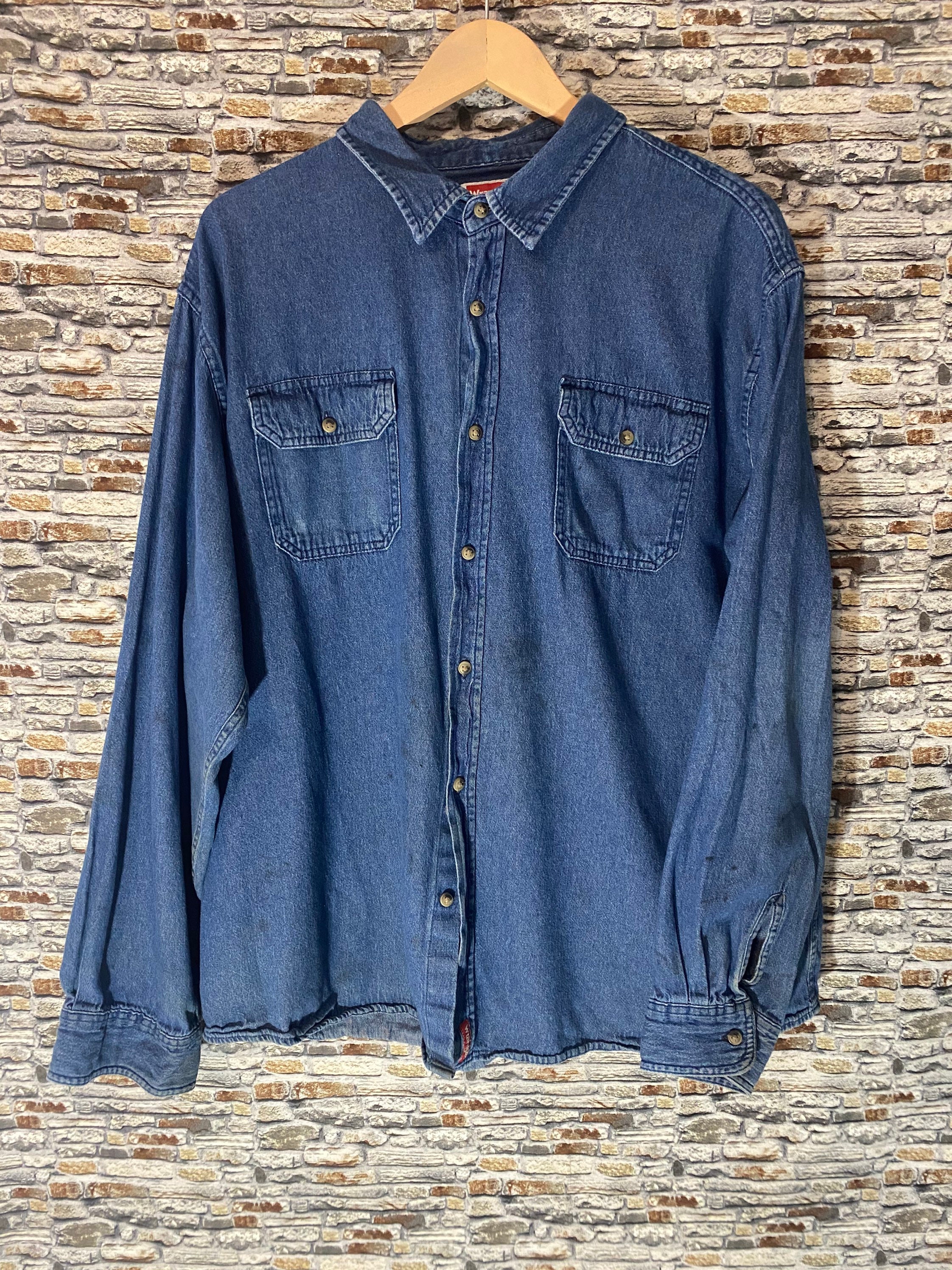 Wrangle Vintage Faded Jean Shirt 2XL - Etsy Sweden