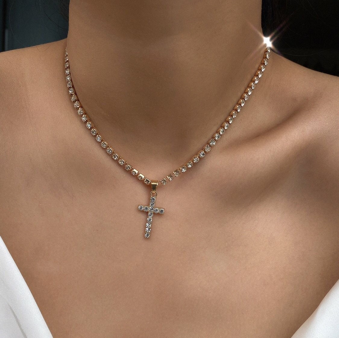 Brick Cross Pendant Short Clavicle Necklace Etsy Australia