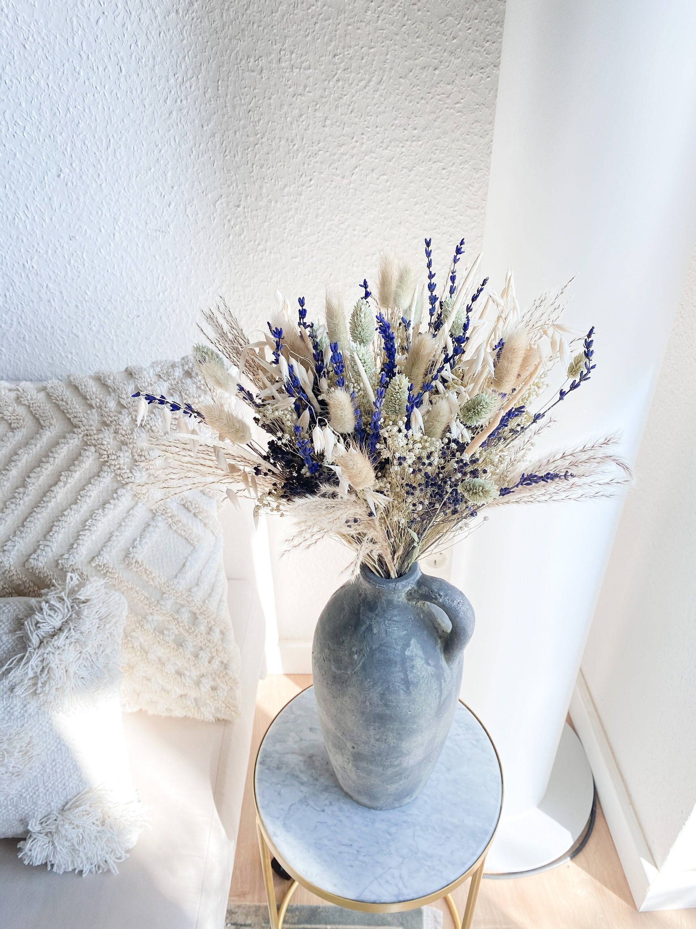 Bouquet de Fleurs Sèches Bleu Naturel Saint-Valentin Fête Des Mères Pour Maman Mère Lavande Bouquet