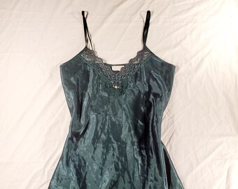 1970/'s Electric Blue /& Black Lace Pin Up Nightgown by Inner Most Pin Up 1980/'s Vintage Lingerie Size Medium Bridal Honeymoon Chemise