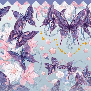 ZX Autumn/Winter Butterfly | One Loop Sample PET Tape | Butterfly Stickers, Junk Journal supplies, planner sticker, Scrapbooking