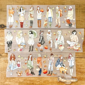 Windry R x Cafe Analog Autumn Dreams | One Loop Sample or Roll PET Tape | People Stickers, Junk Journal Supplies, Planner Sticker, Scrapbook