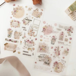 Journal Pages Save the Date | Print On Sticker | Flower Stickers, Junk Journal Supplies, Planner Sticker, Scrapbooking Supplies, Collage
