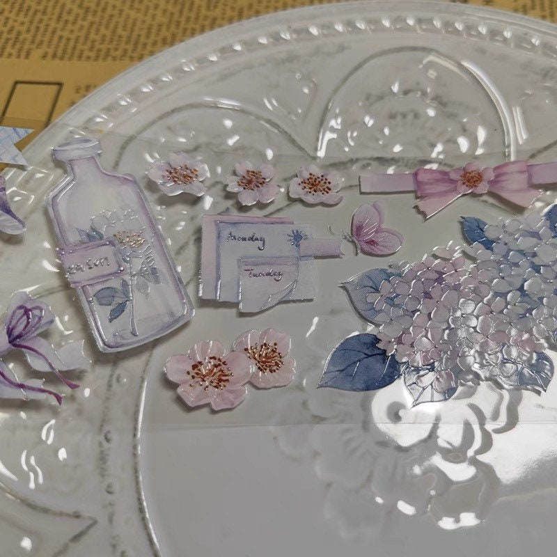 Yjh Sticker YJH Rose and Butterfly | One Loop Sample Glossy PET Tape | Flower ...