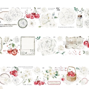 Jennyuanzi Vol.4 Jasmine | One Loop Sample or Roll PET Tape | Flower Stickers, Junk Journal Supplies, Planner Sticker, Scrapbooking Supplies