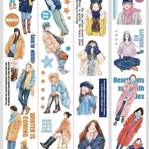 DD Studio Winter Girl 2 | One Loop Sample or Roll PET Tape | People Stickers, Junk Journal Supplies, Planner Sticker, Scrapbooking, Collage