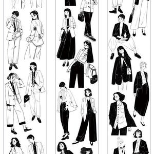 KXX Girls in Suits | One Loop Sample or Roll PET Tape | People Stickers, Junk Journal Supplies, Planner Sticker, Scrapbook Supplies, Collage