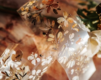 Meow Illustration Meant to Withers | One Loop Sample/Roll PET Tape | Flower Stickers, Junk Journal Supplies, Planner Sticker, Scrapbook