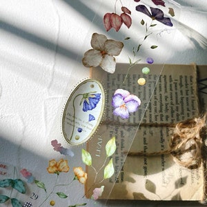 Sonia Botanical | One Loop Sample or Roll PET Tape | Flower Stickers, Junk Journal Supplies, Planner Sticker, Scrapbooking, Collage