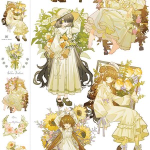 XQT Floral Girls | One Loop Sample or Roll PET Tape | People Stickers, Junk Journal Supplies, Planner Sticker, Scrapbooking, Collage
