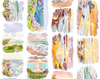 NEWStd Rosy Coastal Haze | One Loop Sample or Roll PET Tape | Shore Stickers, Junk Journal supply, Collage Supply, Scrapbooking