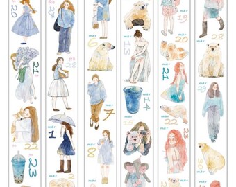 DD Studio Date and Girls T2 | 3m Loop, 1 Loop= 1 Roll Pre-cut PET Tape | People Stickers, Junk Journal Supplies, Planner Sticker, Scrapbook