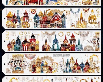 NL DRAW Ancient Castle | One Loop Sample or Roll PET Tape | Castle Sticker, Junk Journal Supply, Planner Sticker, Scrapbook, Collage