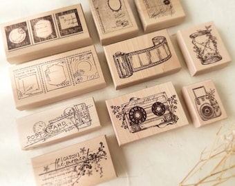 JP Slow Living Series Rubber Stamps - Catch The Moment | Wooden Rubber Stamps | Junk Journal Supplies, Planner Supplies, Art Journal Supply