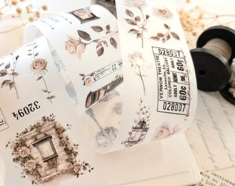 CWG Rose Post | One Loop Sample or Roll Kiss-cut PET Tape | Pre-cut Flower Stickers, Junk Journal Supply, Planner Stickers