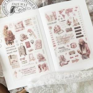 2 Bogen Journal Seiten Druck auf Aufkleber Travel around the world | Transfer Sticker | Reise-Aufkleber, Junk-Journal-Versorgung, Sammelalbum