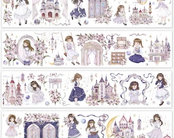 ZYS Glazed Castle | One Loop Sample or Roll PET Tape | People Stickers, Junk Journal Supplies, Planner Sticker, Scrapbook Supply, Collage