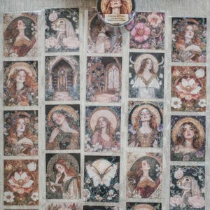 LG Art Nouveau Botanical Dreams | One Loop Sample or Roll Holographic Foil Kiss-cut PET Tape | Pre-cut People Sticker, Junk Journal Supply