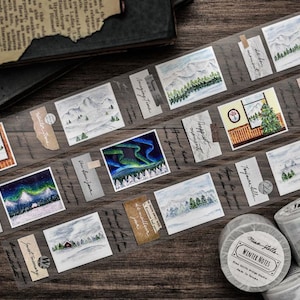 Miao Stelle Winter Notes | One Loop Sample or Roll PET Tape | Flower Stickers, Junk Journal Supplies, Planner Sticker, Scrapbooking Supplies