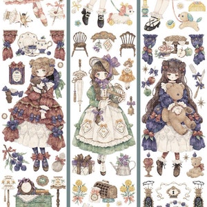 ShineStd Vintage Girls | One Loop Sample or Roll PET Tape | People Stickers, Junk Journal Supplies, Planner Sticker, Scrapbook, Collage