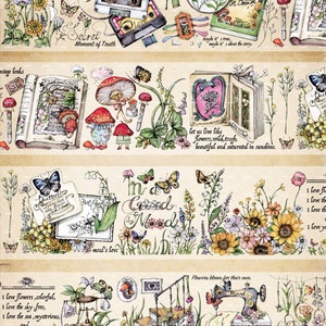 MoodT Secret Garden | One Loop Sample PET/Washi Tape | Flower Stickers, Junk Journal supplies, planner sticker, Scrapbooking Supplies